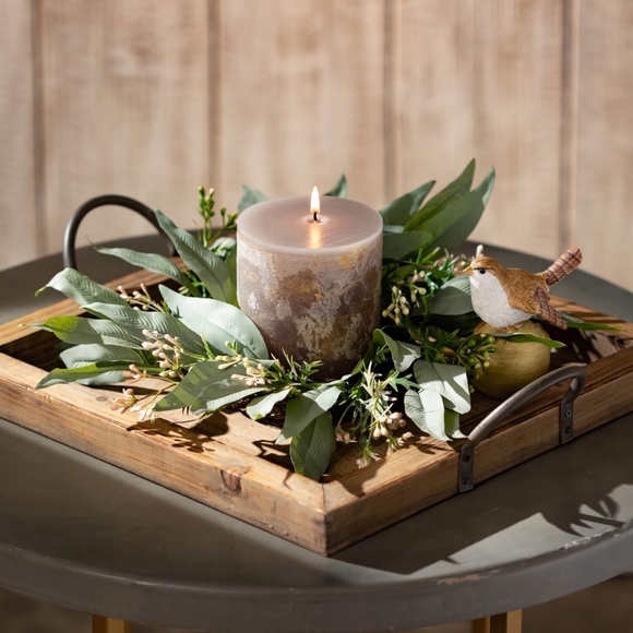 Set of 2 Vance Kitira "Ritz" gray timber candle 3.75"x4.5" - Picture 8 of 9